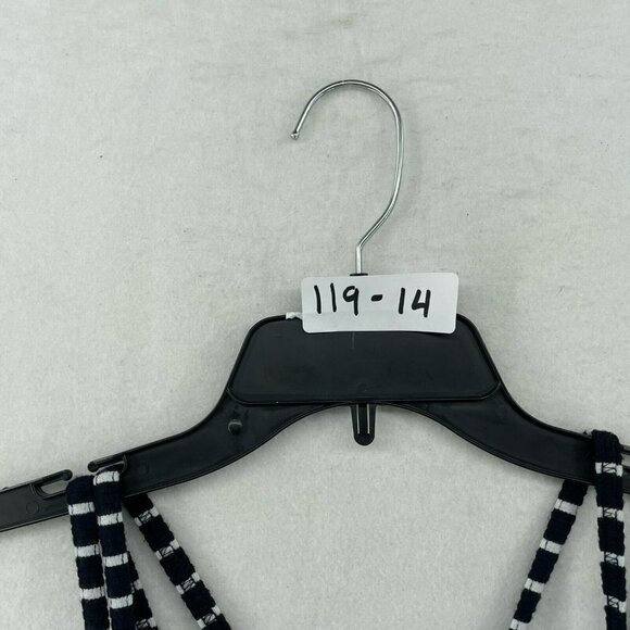 French Connection Dress Sz 6  Black White Striped V-Neck Strappy Back Fit Flare - Picture 11 of 11